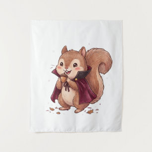 Tapiz Cute Vampire Squirrel con capa de Halloween de bel