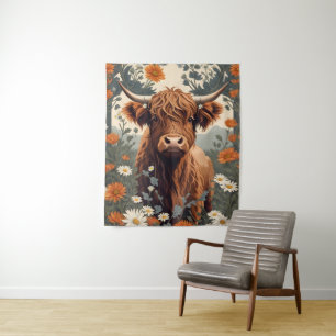 Tapiz Cute Vintage Highland Cow