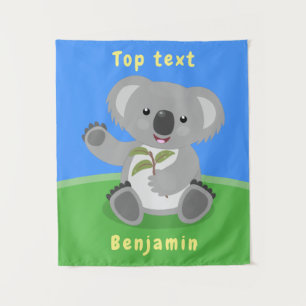Tapiz Cuto feliz koala saludando al ilustracion personal