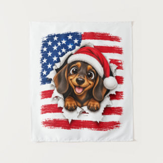 Tapiz Dachshund de Navidad americano