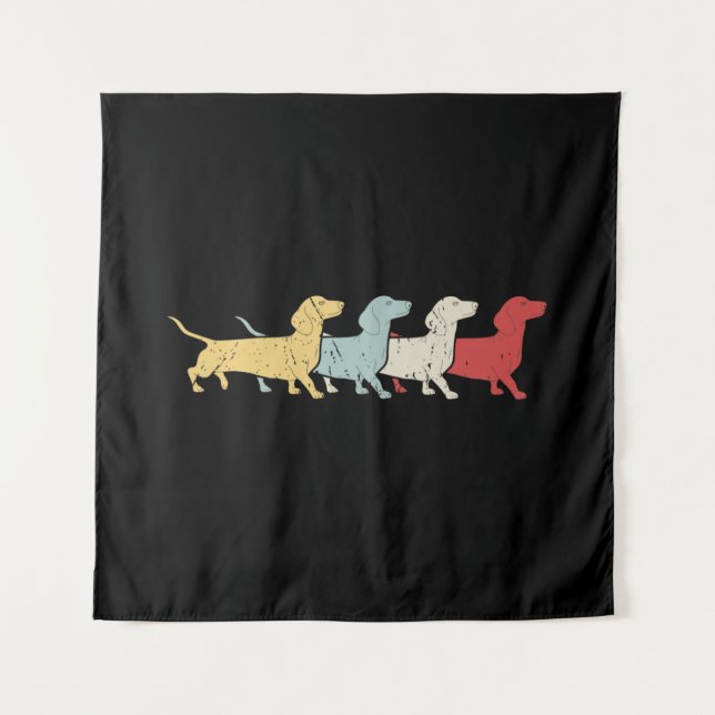 Tapiz Dachshund Retro Vintage (Anverso)