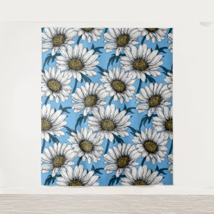 Tapiz Daisies, flores silvestres en azul