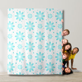 Tapiz Daisy delicado blanco y turquesa, patrón de puntos