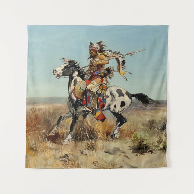 Tapiz "Dakota Chief" Arte Occidental por Charles M Russe (Anverso)