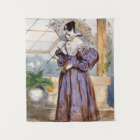 Dama victoriana con Parasol - Elegante arte de jar