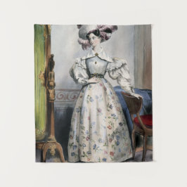 Tapiz Dama victoriana en falda floral - Elegante cosecha