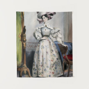 Tapiz Dama victoriana en falda floral - Elegante cosecha
