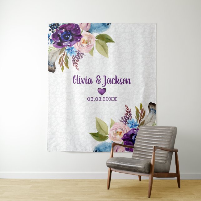 Tapiz Damasco Blanco Y Flores Acuáticas (In situ)