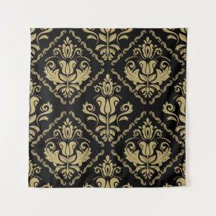 Tapiz Damask Black Gold: Ornamento clásico.