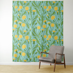 Tapiz Dandelions, verde, amarillo y azul