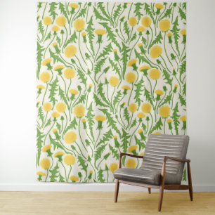 Tapiz Dandelions, verde, amarillo y blanco