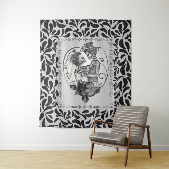 Tapiz Danza de bodas de pareja de amor esqueleto (In situ)