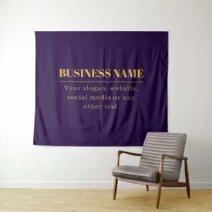 Tapiz Dark Purple & Gold Business Name o Greet