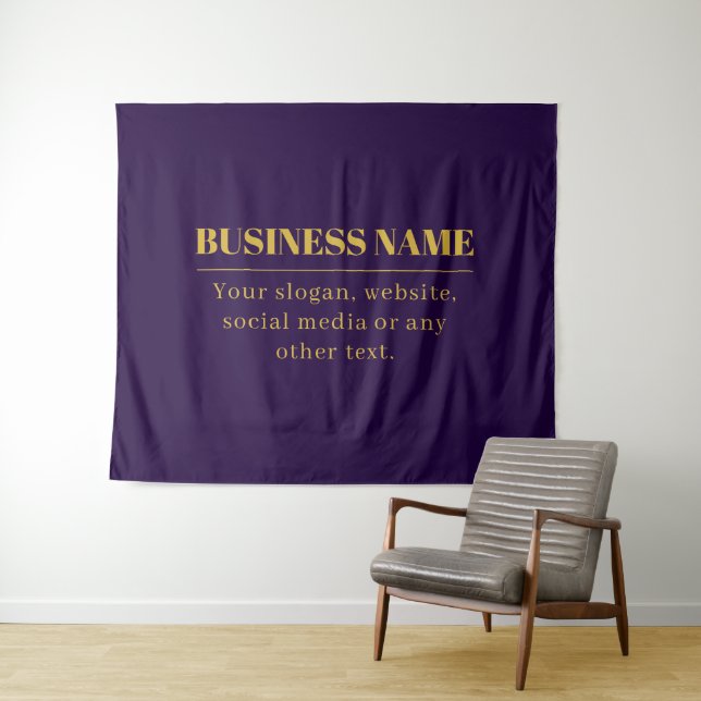 Tapiz Dark Purple & Gold Business Name o Greet (In situ (horizontal))