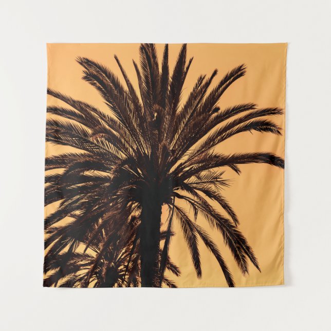 Tapiz Dark silhouettes of date palms against bright colo (Anverso)