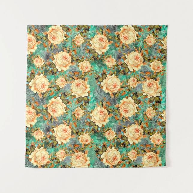 Tapiz dark texture pattern with seamless floral rose flo (Anverso)