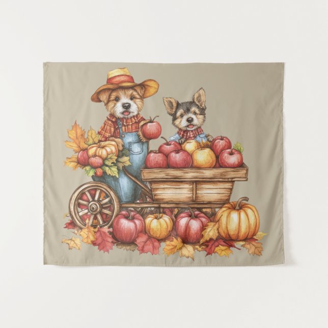 Tapiz de Applecart de Otoño de Perro (Anverso (horizontal))