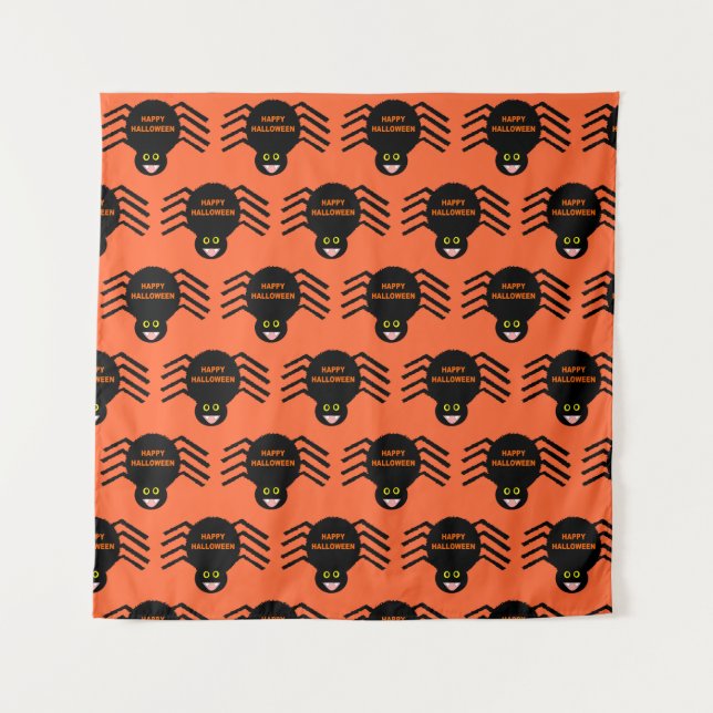 Tapiz de araña negra de Halloween (Anverso (horizontal))