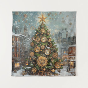 Tapiz de árbol de Navidad Steampunk