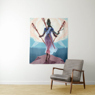 Tapiz de Arte de Fantasía de Tres de Bastos Tarot
