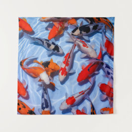 Tapiz De Arte De Natación En Pared De Koi