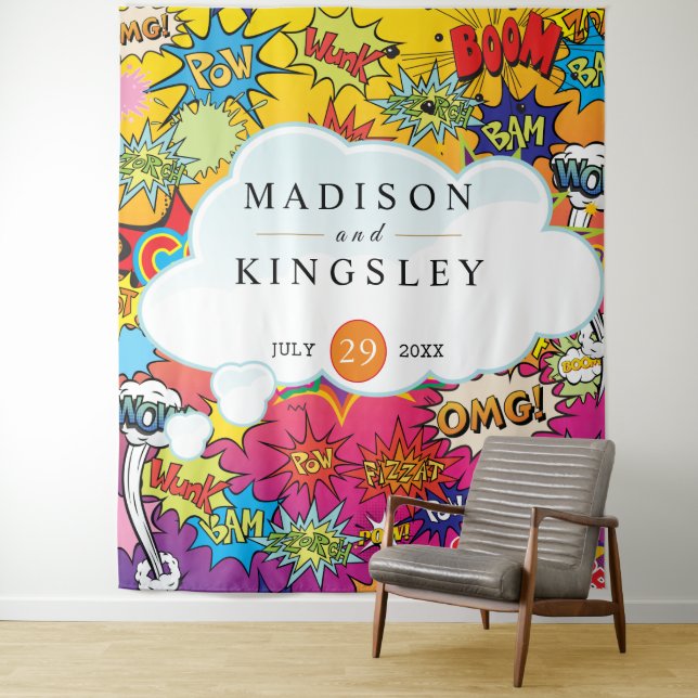 Tapiz 💥 de arte pop cómico 🎨 graffiti Boda (In situ)