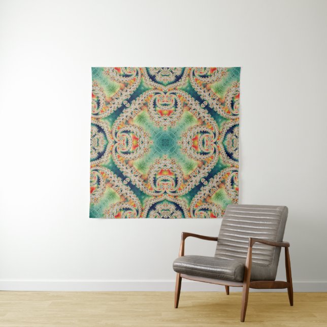 Tapiz de Arte Psicodélico | Fractal Cian (In situ (horizontal))