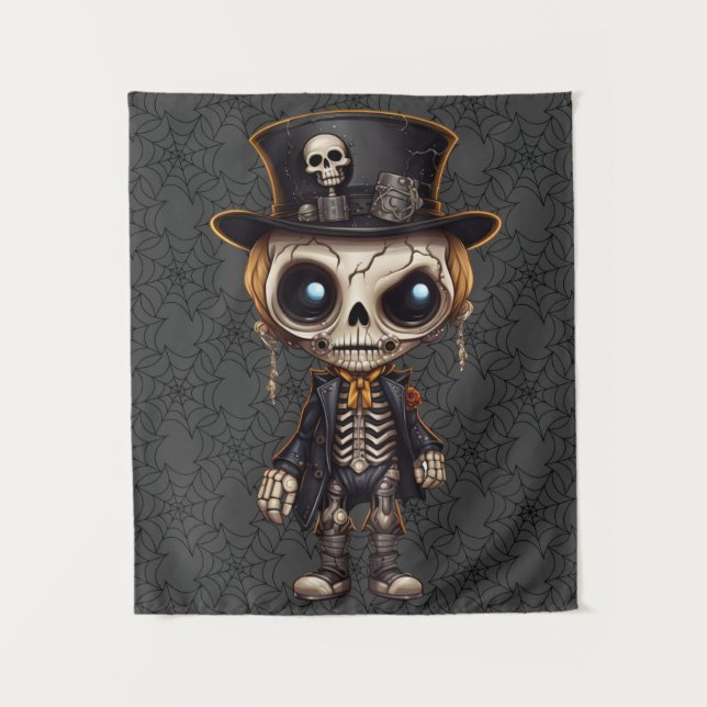 Tapiz de arte Steampunk Skeleton (Anverso)
