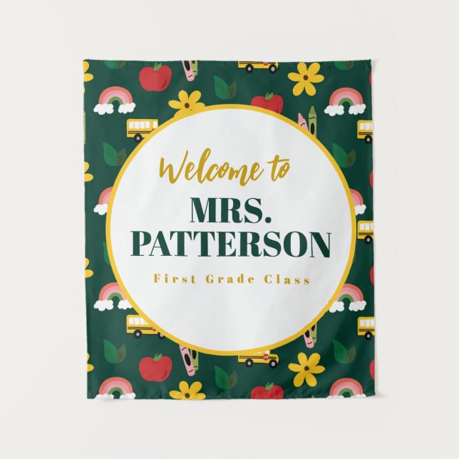 Tapiz de aula de profesores de memoria escolar (Anverso)