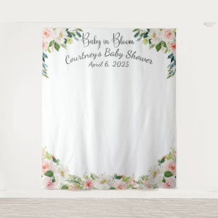 Tapiz de Baby en Flor Rosa para Baby Shower Floral