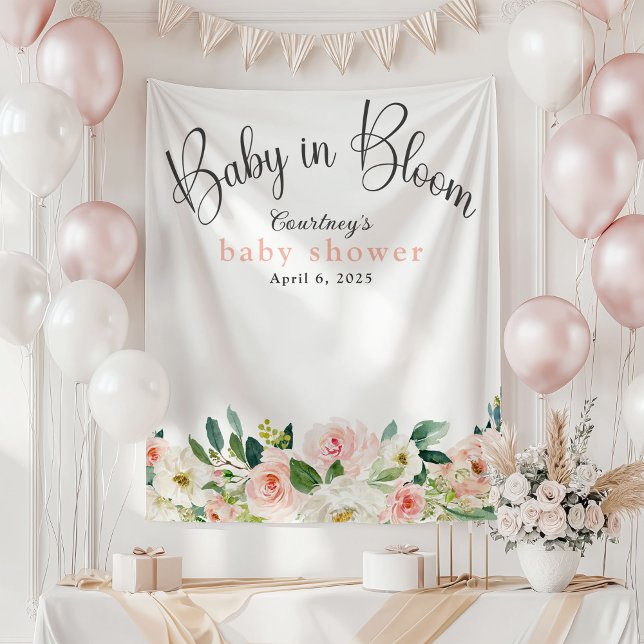 Tapiz de Baby en Flor Rosa para Fiesta de Cumpleañ (Subido por el creador)