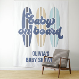 Tapiz de Baby on Board Surfboard para Baby Shower 
