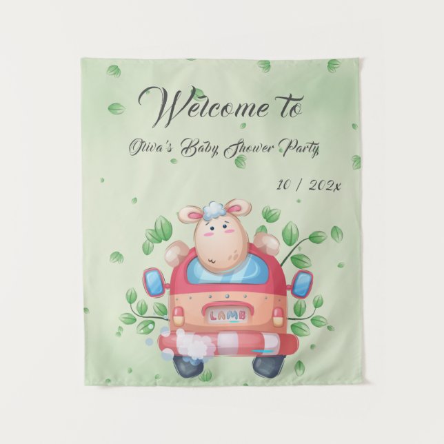 Tapiz de Baby Shower de cordero para bebé (Anverso)