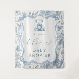 Tapiz de Baby Shower de Oso Teddy Toile Azul