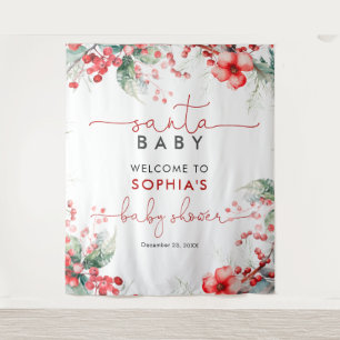 Tapiz de Baby Shower para Navidades de bebé Santa