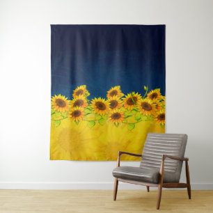 Tapiz de bandera de girasol de Ucrania