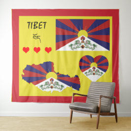 Tapiz de bandera tibetana / corazón de Himalaya