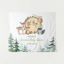 Tapiz de bienvenida de Baby Shower Forest Woodland