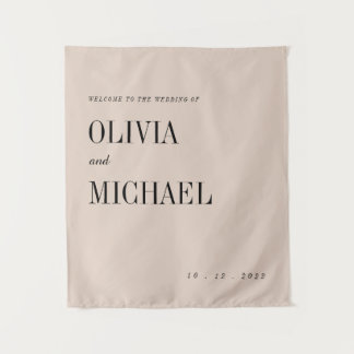 Tapiz de bienvenida de boda personalizado boho bei