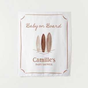 Tapiz de bienvenida para ducha de bebé surfista