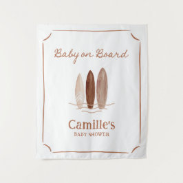 Tapiz de bienvenida para ducha de bebé surfista 'B