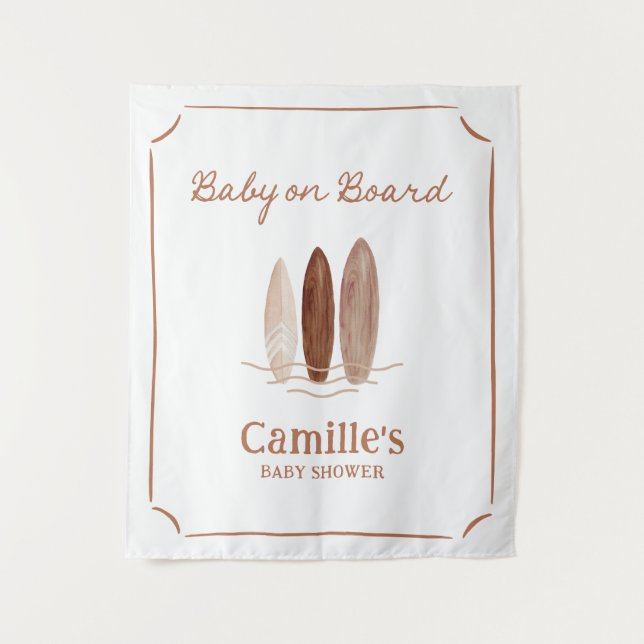 Tapiz de bienvenida para ducha de bebé surfista 'B (Anverso)