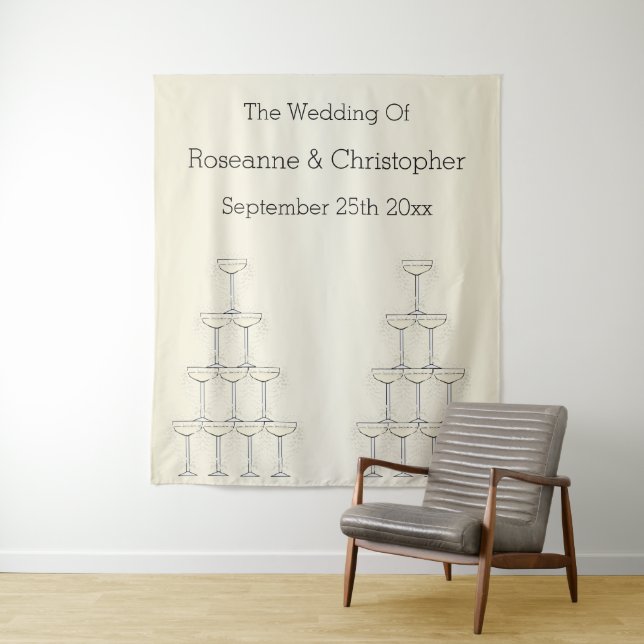 Tapiz de boda copas de champán (In situ)