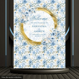 Tapiz de Boda de Acuarela de Lujo Azul Polvoriento