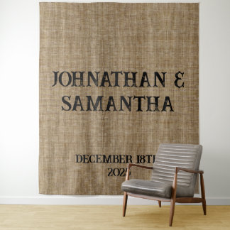 Tapiz de Boda de Burlap Rústico Personalizado