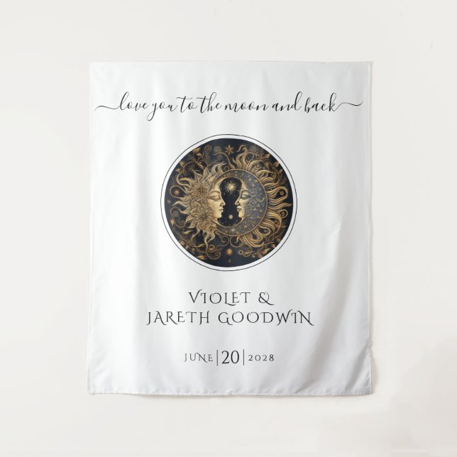 Tapiz de boda de sol luna celestial (Anverso)