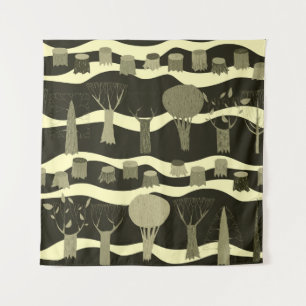 Tapiz de bosques grises: patrón de árboles.