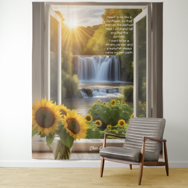 Tapiz de cascada de girasoles esperanzador (In situ)