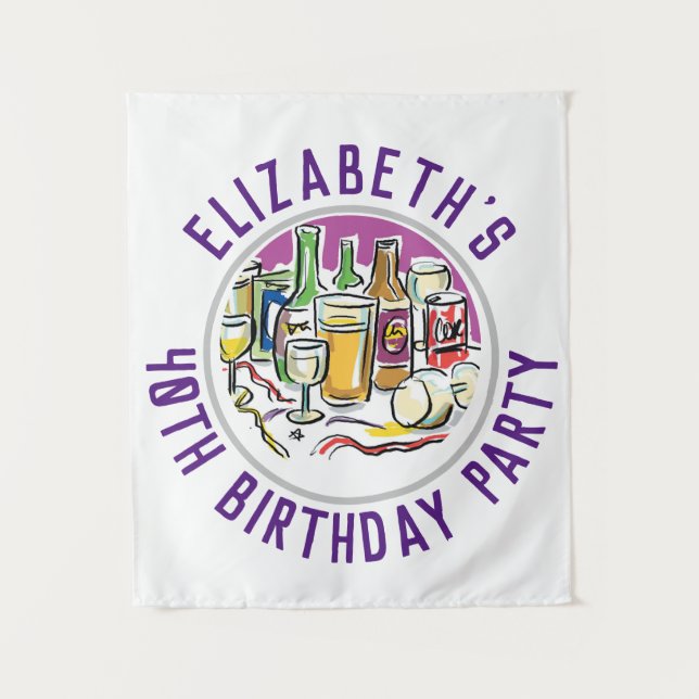 Tapiz de Celebración de Cumpleaños 40 Años (Anverso)