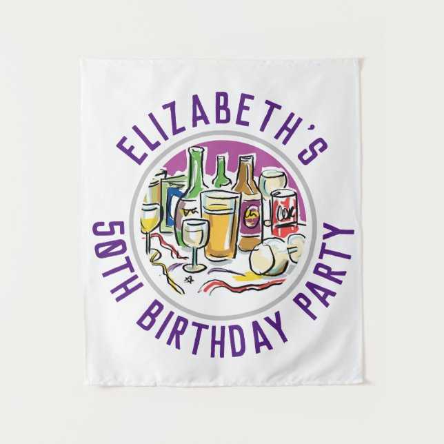 Tapiz de Celebración de Cumpleaños 50 Años (Anverso)